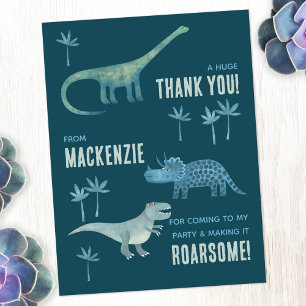 Dinosaur Geburtstagsfeier Danke Postkarte