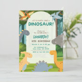Dinosaur Geburtstagsfeier Einladung (Stehend Vorderseite)