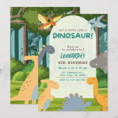Dinosaur Geburtstagsfeier Einladung (Vorne/Hinten)