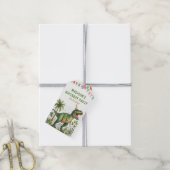 Dinosaur Geburtstagsfeier Geschenkanhänger (Mit Garn)