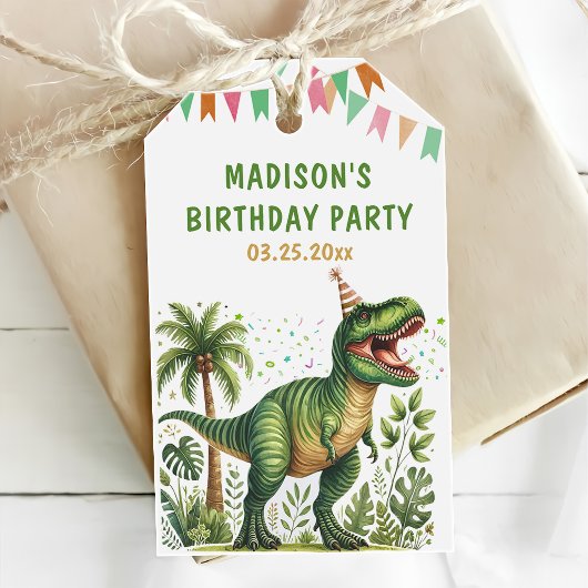 Dinosaur Geburtstagsfeier Geschenkanhänger