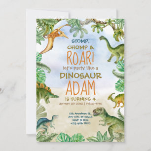 Dinosaur-Geburtstagsfeier Jurassic Dino Thema Kind Einladung