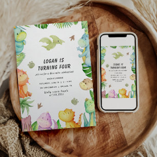 Dinosaur Geburtstagsfeier   Kindergeburtstag Einladung