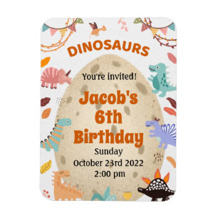 Dinosaur-Geburtstagsfeier mit großem Dino-Ei Magnet