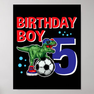 Dinosaur Geburtstagsjunge 5 Jahre alte Dino Fußbal Poster
