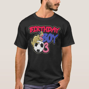 Dinosaur Geburtstagskinder 3 Jahre alter Dino Fußb T-Shirt