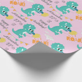 Dinosaur Geburtstagsnamenalter Custom Geschenkpapier (Ecke)