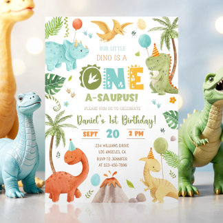 Dinosaur Geburtstagsparty 1. Geburtstag Erster Geb Einladung