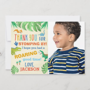 Dinosaur Geburtstagsparty Danke, Card mit Foto Einladung