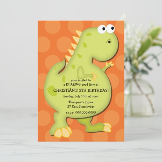 Dinosaur Geburtstagsparty Einladung (Stehend Vorderseite)