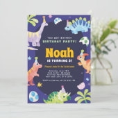 Dinosaur Geburtstagsparty Einladung (Stehend Vorderseite)