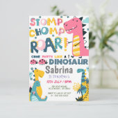 Dinosaur Geburtstagsparty Einladung (Stehend Vorderseite)