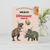 Dinosaur Geburtstagsparty Einladung (Stehend Vorderseite)