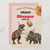 Dinosaur Geburtstagsparty Einladung (Vorne/Hinten)