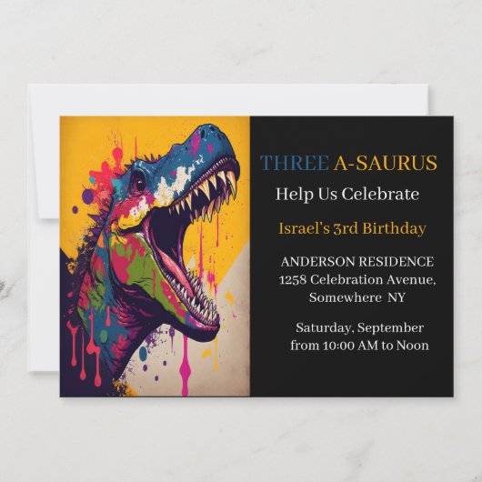 Dinosaur Geburtstagsparty Einladung (Vorderseite)