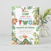 Dinosaur Geburtstagsparty Einladung (Stehend Vorderseite)