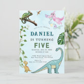 Dinosaur Geburtstagsparty Einladung (Stehend Vorderseite)
