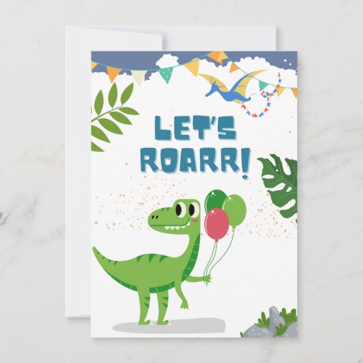 Dinosaur Geburtstagsparty Einladung (Rückseite)