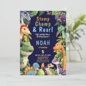Dinosaur Geburtstagsparty Einladung (Stehend Vorderseite)
