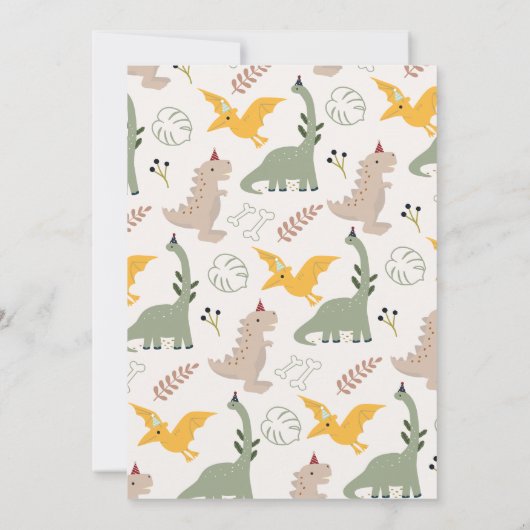 Dinosaur Geburtstagsparty Einladung (Rückseite)