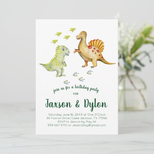 Dinosaur Geburtstagsparty Einladung (Stehend Vorderseite)