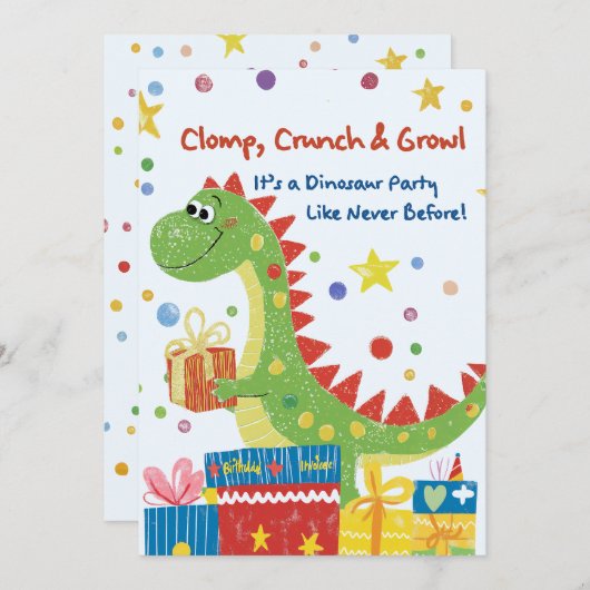 Dinosaur Geburtstagsparty Einladung (Vorne/Hinten)