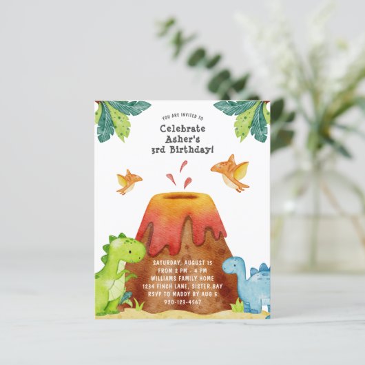 Dinosaur Geburtstagsparty Einladung (Stehend Vorderseite)