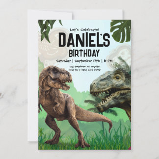 Dinosaur Geburtstagsparty Einladung, Roaring T Rex Einladung