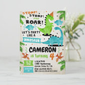 Dinosaur Geburtstagsparty Einladungen ROAR!!! (Stehend Vorderseite)