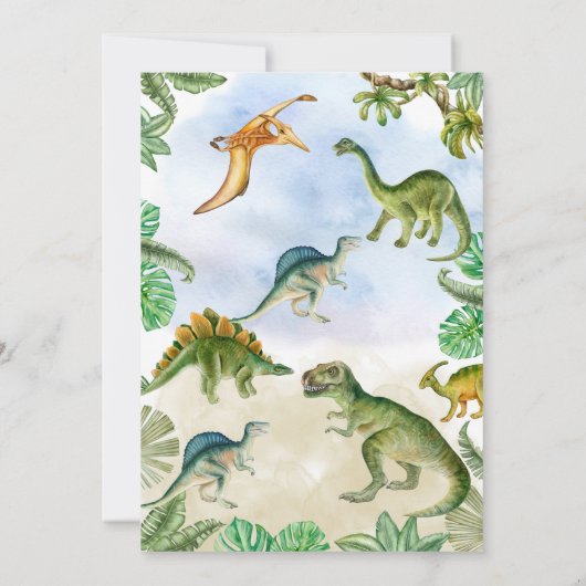 Dinosaur Geburtstagsparty individuelle Einladung (Rückseite)