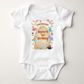 Dinosaur Geburtstagsparty mit Rieseneier Baby Strampler (Vorderseite)
