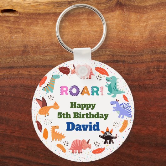 Dinosaur-Geburtstagsparty Schlüsselanhänger (Rückseite)