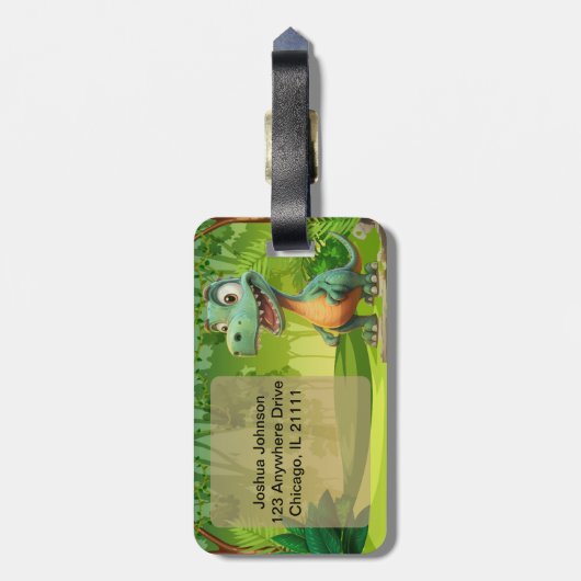 Dinosaur-Gepäckmarke Gepäckanhänger (Rückseite vertikal)