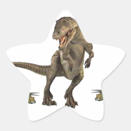 Dinosaur-Geschenkpapier Stern-Aufkleber (Vorderseite)