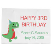 Dinosaur Geschenktasche mit Personalisierung Große Geschenktüte (Rückseite)