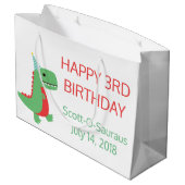 Dinosaur Geschenktasche mit Personalisierung Große Geschenktüte (Rückseite Schrägansicht)