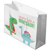 Dinosaur Geschenktasche mit Personalisierung Große Geschenktüte (Vorderseite Schrägansicht)