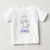 Dinosaur - Gestempeltes Kunsttier in Schwarz und W Baby T-shirt (Vorderseite)