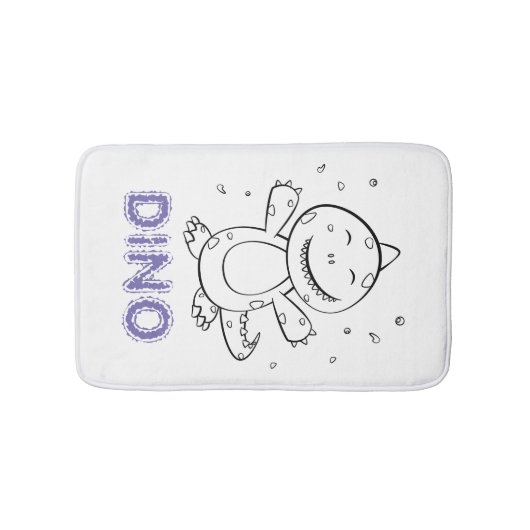 Dinosaur - Gestempeltes Kunsttier in Schwarz und W Badematte (Vorderseite)