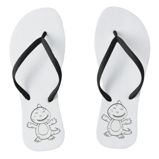 Dinosaur - Gestempeltes Kunsttier in Schwarz und W Badesandalen (Fußbett)