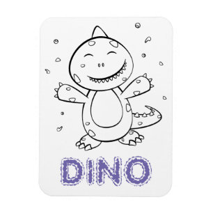 Dinosaur - Gestempeltes Kunsttier in Schwarz und W Magnet