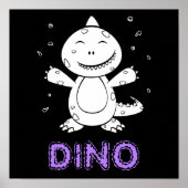 Dinosaur - Gestempeltes Kunsttier in Schwarz und W Poster (Vorne)
