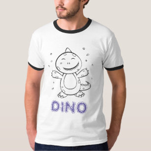 Dinosaur - Gestempeltes Kunsttier in Schwarz und W T-Shirt