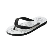 Dinosaur - Gezeichnetes Tier - Schwarz & Weiß Kinderbadesandalen (Schrägansicht)