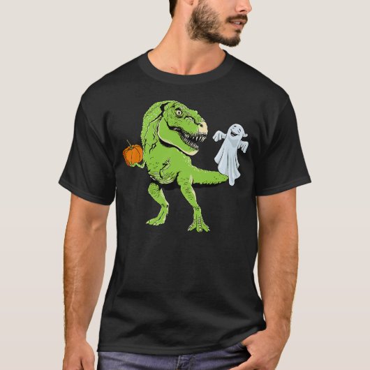 Dinosaur Ghost Lazy Halloween Costume Funny T-Rex T-Shirt (Vorderseite)