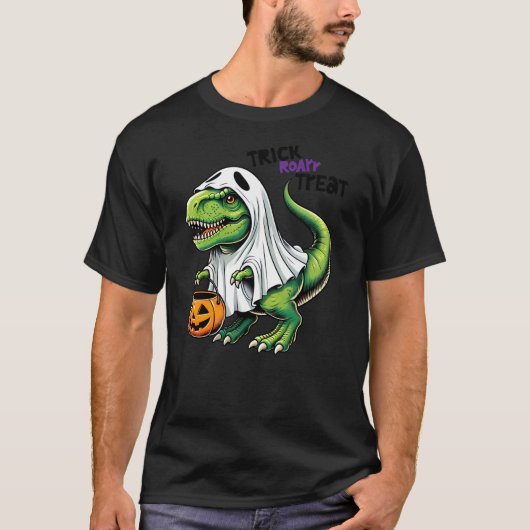 Dinosaur Ghost Trick Roar Treat Halloween Dinosaur T-Shirt (Vorderseite)