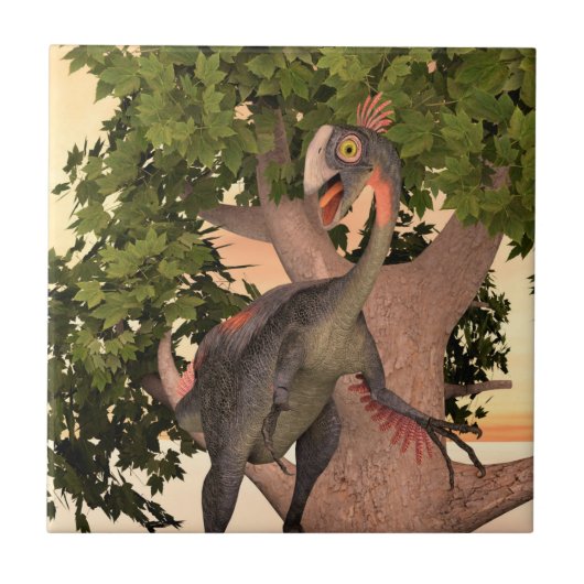 Dinosaur Gigantoraptor Fliese (Vorderseite)