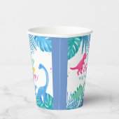 Dinosaur Girl 1. Geburtstag farbenfroh Pappbecher (Rechts)