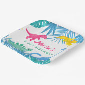 Dinosaur Girl 1. Geburtstag farbenfroh Pappteller (Gewinkelt)