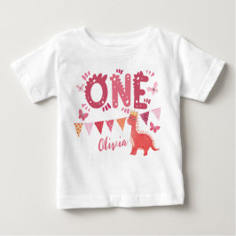 Dinosaur Girl 1. Geburtstags-Party Baby T-shirt